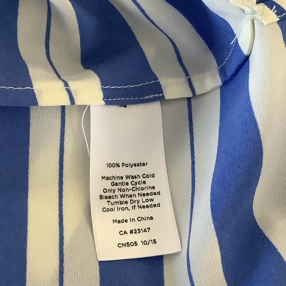 Talbots Blouse Blue and White Striped MP - Picture 5 of 11